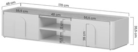 TV stolík Amilio 170 cm so zásuvkou - kašmír / olejovaný dub / úchytky svetlý dub