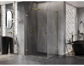 Mexen Lunar-B L, sklápací sprchový kút ľavý 100 x 80 cm, 8mm číre sklo, zlatý profil, 832L-100-080-50-00-L