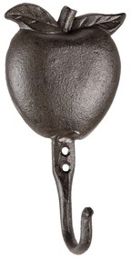 Hnedo čierny liatinový nástenný háčik Apple - 9 * 5 * 18 cm