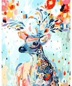 Maľovanie podľa čísel - jeleň s kvetmi | 40X50cm