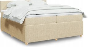 vidaXL Boxspring posteľ s matracom krémová 200x200 cm látka