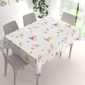 Biante Detský bavlnený obdĺžnikový obrus Sandra SA-728 Veselé ovečky na bielom 140x180 cm