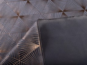 Biante Zamatový záves Isabela IBL-003 Rose Gold trojuholníky na sivom - šírka 135 cm 135x140 cm
