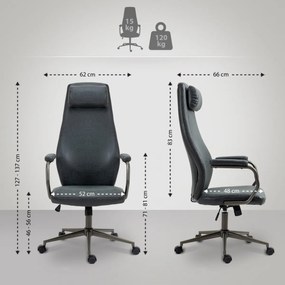 Design-Shop Kancelárska stolička Pocatello v industriálnom štýle - koženka - Čierna antik