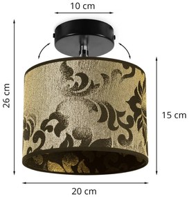 Bodové svietidlo Werona 1, 1x čierne/zlaté textilné tienidlo so vzorom, (možnosť polohovania)