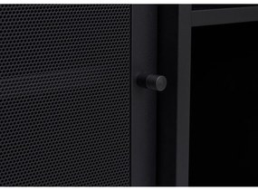 Čierna kovová komoda s posuvnými dverami 160x75x46 cm Veep – Unique Furniture