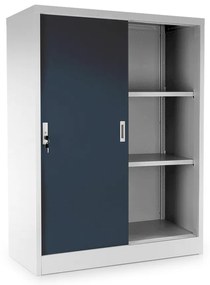 Stredná univerzálna kovová skriňa s posuvnými dverami 90 x 40 x 120 cm, cylindrický zámok, antracitová - ral 7016