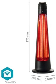 Nedis HTPA21BKW - Vonkajšie vykurovacie teleso SmartLife 600/1200W/230V Wi-Fi Tuya IP24