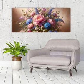 Obraz - Stôl plný kvetov (120x50 cm)