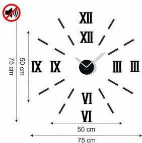 Nalepovacie hodiny na stenu v čiernej farbe