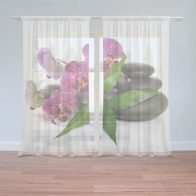 Sablio Záclony Orchidey a kamene: 2ks 150x250cm