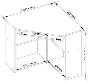 Rohový písací stôl Ted biely