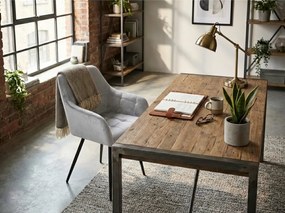 Sivé jedálenské kreslo LOREN VELVET s čiernymi nohami