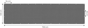 MultiGarden Tieniaca sieť na balkón s príslušenstvom 100x700 cm - sivá MultiGarden