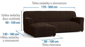Bielastické poťahy COSTINA tabaková sedačka s otomanom vľavo (š. 170 - 300 cm)