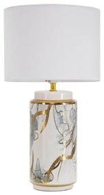 Keramická stolová lampa s textilným tienidlom v bielo-zlatej farbe (výška 48 cm) Glam Abstract – Mauro Ferretti