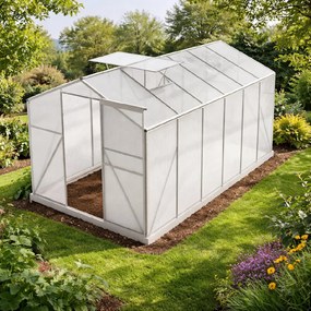 Skleník so základňou BestBerg BBGH‑1206S / 7,05 m² / 371 × 190 × 194 cm / strieborná