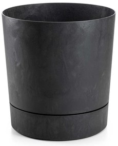 PLASTOVÝ KVETINÁČ AZALEA 35X37 CM IMITÁCIA BETÓNU ČIERNA