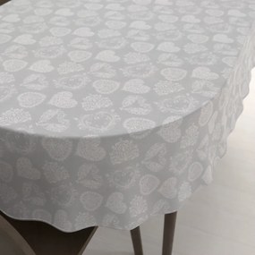 Biante Dekoračný oválny obrus PML-071 Srdce s ornamentami na sivom 100x140 cm