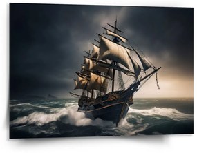 Sablio Obraz Plachetnica v rozbúrených vodách - 150x110 cm