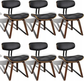vidaXL Stolové stoličky, 6 ks, ohýbané drevo a umelá koža