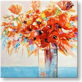 Maľovaný obraz na stenu KVETY VO VÁZE 70x70 cm