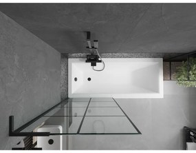 Mexen Next L, 1-krídlová vaňová zástena 80 x 150 cm, 6mm číre sklo-čierny vzor, čierny profil, 895-080-000-03-77-70