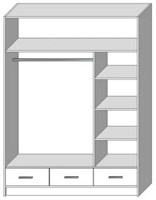 Šatní skriňa so zrkadlom SANNA 150x215 cm dub sonoma