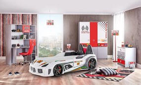 Posteľ auto 90x190 Grand Prix Plus - biela