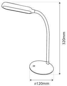 LED dotyková stmievateľná flexibilná stolná lampa LED/6W/5V USB 1200 mAh biela
