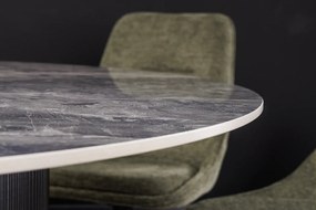 Jedálenský stôl UNIQUE 120 cm okrúhly s tmavým rámom, keramicko-sivým mramorovým vrchom