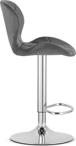 Barová stolička WEST  zamatová sivá / chrómová podnož
