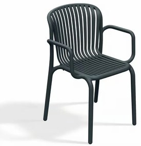 Brene Stohovateľná stolička s podrúčkami, 53 × 57,5 × 82,5 cm, plast, sivá