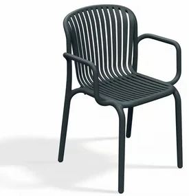 Brene Stohovateľná stolička s podrúčkami, 53 × 57,5 × 82,5 cm, plast, sivá