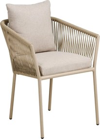 Béžová kovová/polstrovaná záhradná stolička Salerno – House Nordic