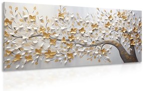 Obraz strom s bielo-zlatými kvetmi