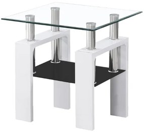 Konferenčný stolík Lilla (sklo + biela). Vlastná spoľahlivá doprava až k Vám domov. 1050420