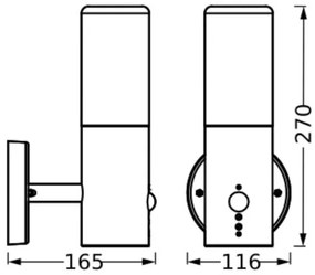Ledvance - Vonkajšie nástenné svietidlo so senzorom FIGO CYLINDER 1xE27/20W/230V