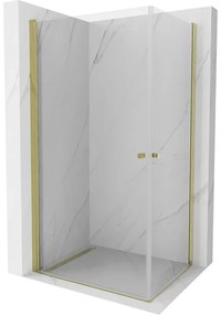 Mexen Pretoria Duo sprchová kabína, kyvné dvere 90 x 80 cm, transparentnéné, zlatá - 852-090-080-50-00-02