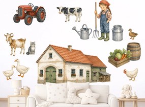 Poľnohospodárska farma nálepky na stenu do detskej izby hárok 75 x 59 cm
