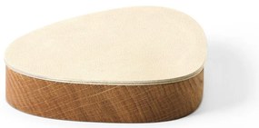 Krémový/v prírodnej farbe drevený/z eko kože úložný box s vekom/dekoratívny 14x12,5x3,5 cm Curve Nupo – LIND DNA