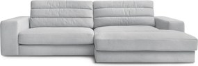 Svetlosivá zamatová rohová pohovka (pravý roh/s leňoškou) Sierra – Bobochic Paris