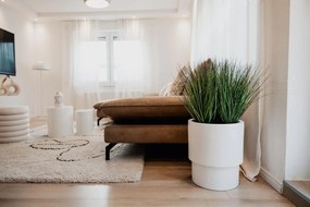 Kvetináč ESCADA, sklolaminát, výška 40 cm, biely mat