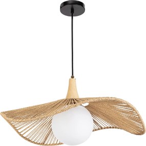 Toolight Natural, závesné stropné svietidlo 50cm, 1xE27, APP1932-1CP, prírodná hnedá-čierna, OSW-66069