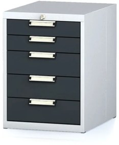 Alfa 3 Dielenský zásuvkový box na náradie MECHANIC, 5 zásuviek, 480 x 600 x 662 mm, antracitové dvere