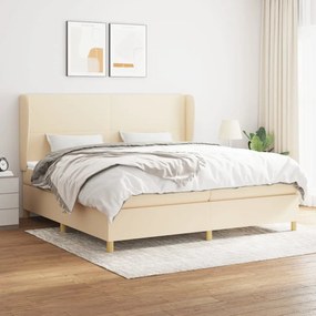 Boxspring posteľ s matracom krémová 200x200 cm látka 3128394