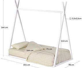 Biela domčeková detská posteľ z bukového dreva 70x140 cm Maralis - Kave Home