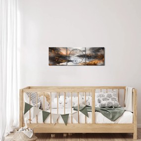 Obraz - Maľba horskej krajiny (s hodinami) (90x30 cm)