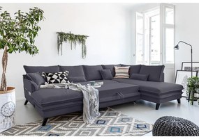 Antracitovosivá rozkladacia pohovka do "U" Miuform Charming Charlie, pravý roh