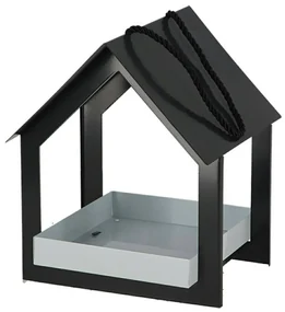 Závesné kŕmidlo pre vtáky Easy, 23x19x19 cm, kov, čierna